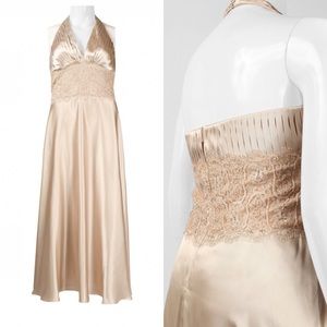NWT JS Collections Halter Pleated Satin Dress